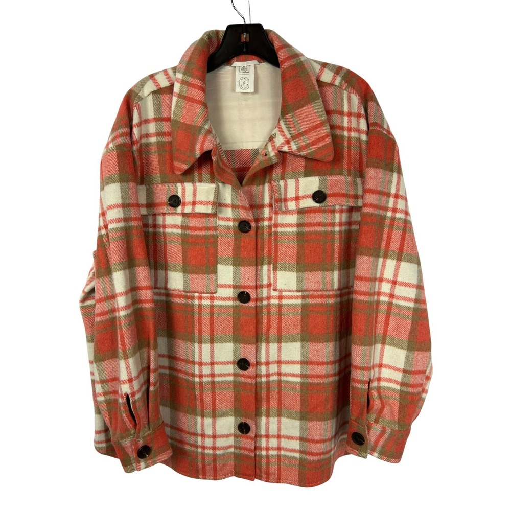 Jardines Domaine x Sammy Sylvester Orange Plaid Wool Blend Shacket Small